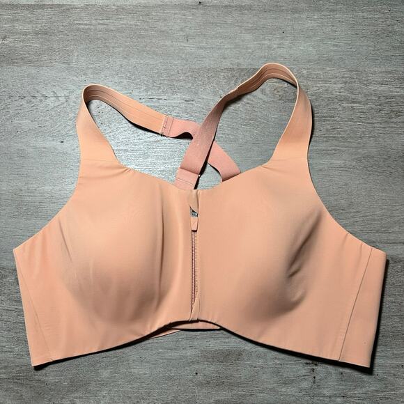 Knix Catalys Front Zip Sports Bra Pink Size 7 Criss Cross Back and Hooks - Picture 2 of 5